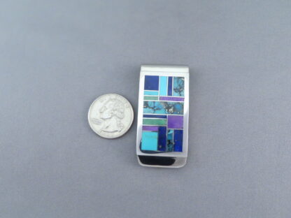 Inlaid Multi-Stone Money Clip