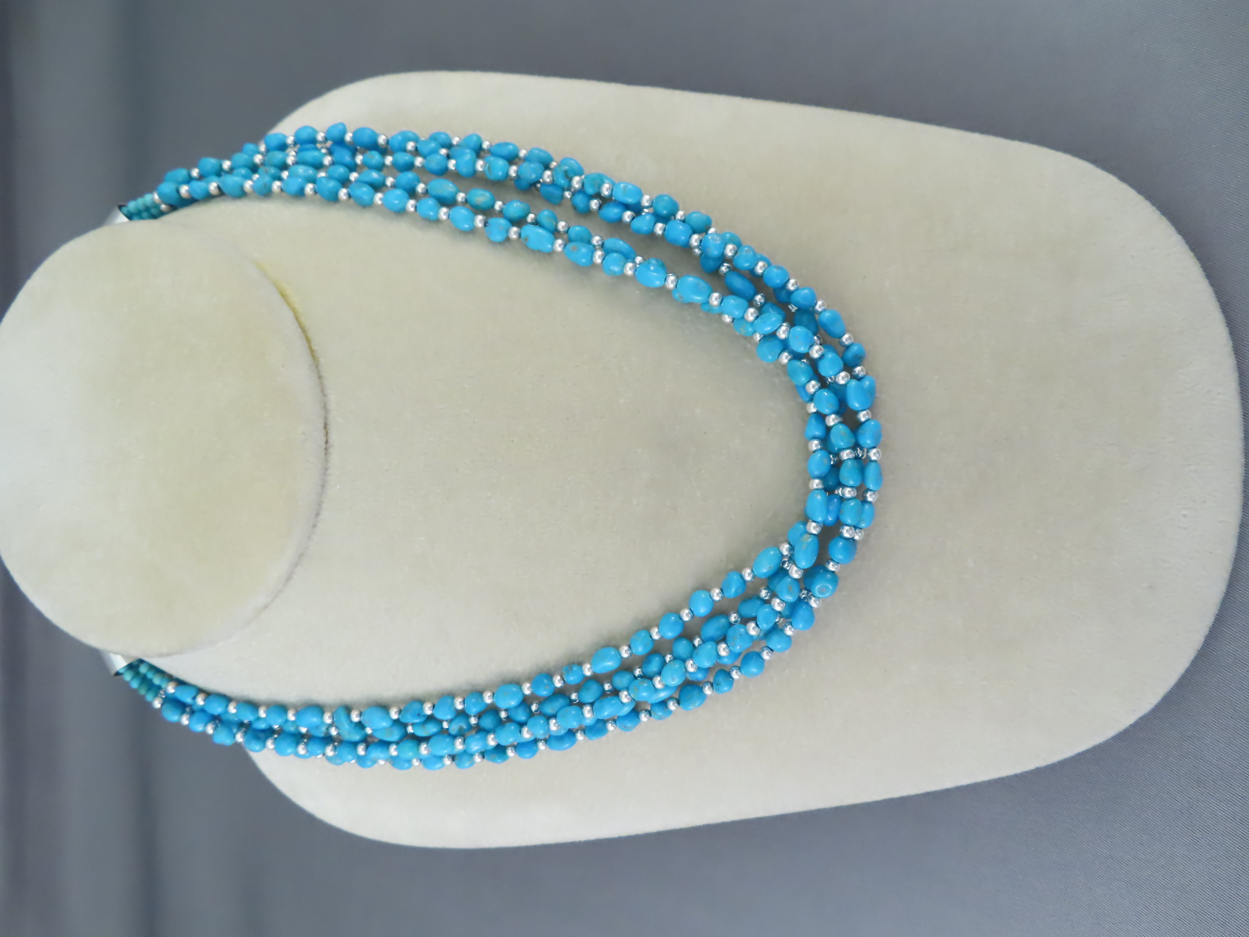 Shop Turquoise Jewelry - Five-Strand Sleeping Beauty Turquoise Bead Necklace by Native American jeweler, Desiree Yellowhorse FOR SALE $945-