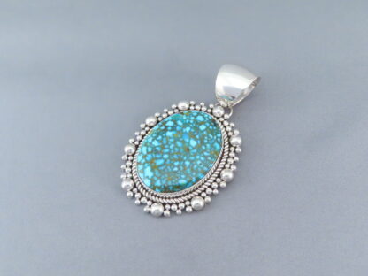 Sterling Silver & Kingman Turquoise Pendant by Artie Yellowhorse