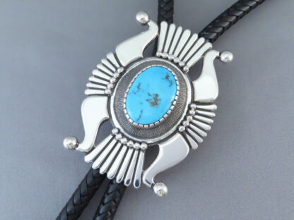 Blue Gem Turquoise Bolo Tie by Leonard Gene