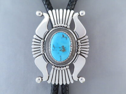 Blue Gem Turquoise Bolo Tie by Leonard Gene