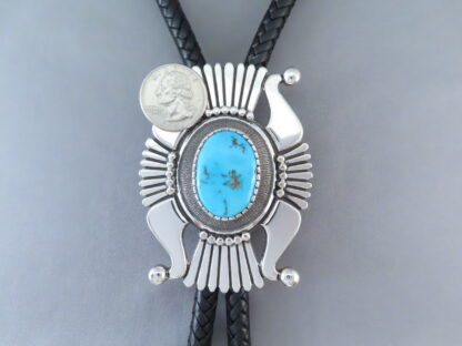 Blue Gem Turquoise Bolo Tie by Leonard Gene