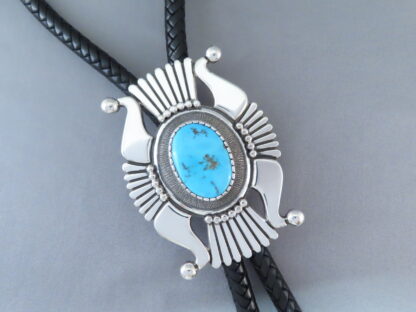 Blue Gem Turquoise Bolo Tie by Leonard Gene