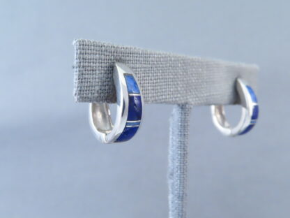 Lapis Inlay Earrings (Smaller ‘Huggies’)