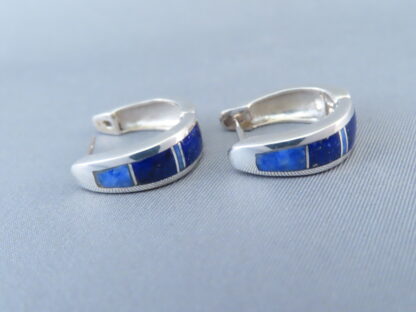 Lapis Inlay Earrings (Smaller ‘Huggies’)