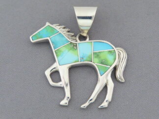 Larger Horse Pendant with Turquoise Inlay