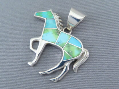 Larger Horse Pendant with Turquoise Inlay