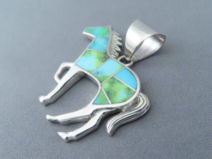 Larger Horse Pendant with Turquoise Inlay