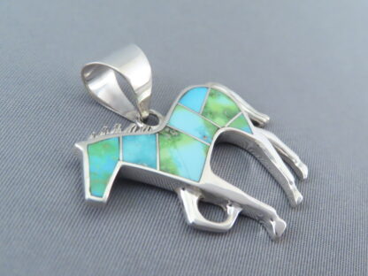 Larger Horse Pendant with Turquoise Inlay