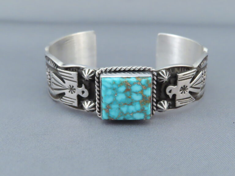 Kingman Turquoise Bracelet Cuff by A. Cadman - Native American Jewelry