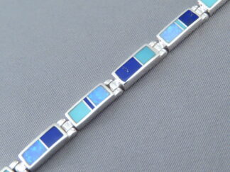 Opal & Turquoise & Lapis Inlay Link Bracelet (more dainty)