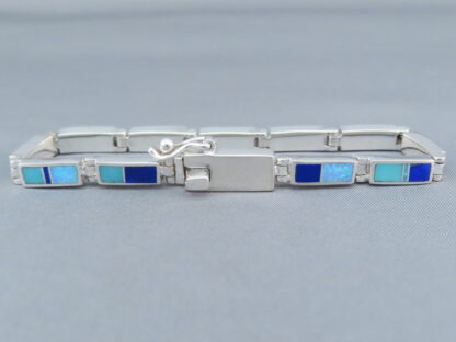 Opal & Turquoise & Lapis Inlay Link Bracelet (more dainty)