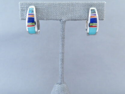 Multi-Color Inlay ‘Huggies’ Earrings