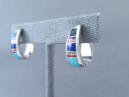 Multi-Color Inlay ‘Huggies’ Earrings