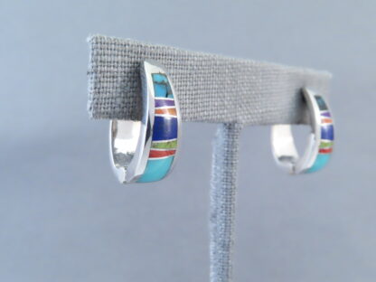 Multi-Color Inlay ‘Huggies’ Earrings