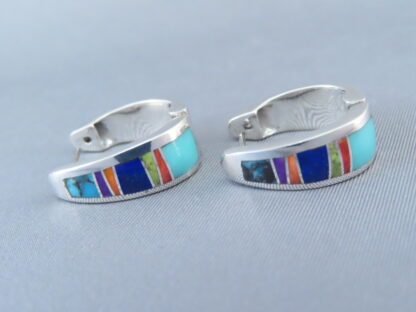 Multi-Color Inlay ‘Huggies’ Earrings