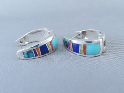 Multi-Color Inlay ‘Huggies’ Earrings