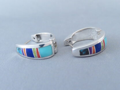 Multi-Color Inlay ‘Huggies’ Earrings