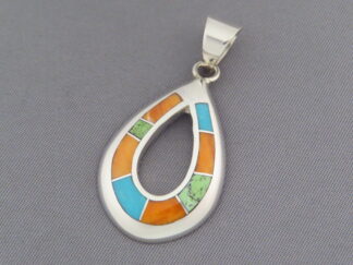 Colorful Multi-Stone Inlay Pendant (Open-Drop)