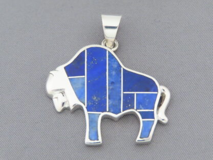 Lapis Inlay Bison Pendant – Buffalo Pendant