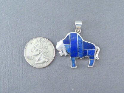 Lapis Inlay Bison Pendant – Buffalo Pendant