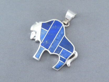 Lapis Inlay Bison Pendant – Buffalo Pendant