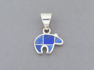 Small Lapis Inlay Bear Pendant