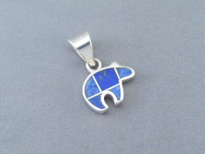 Small Lapis Inlay Bear Pendant