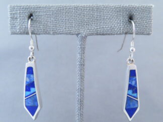 Buy Native American Jewelry - Longer Dangling Lapis & Opal Inlay Earrings by Navajo jeweler, Charles Willie $215- FOR SALE