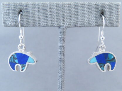 Turquoise & Lapis Inlay Earrings (Bears)