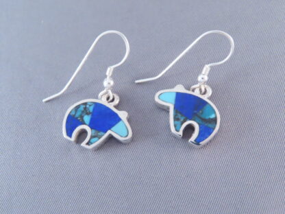 Turquoise & Lapis Inlay Earrings (Bears)