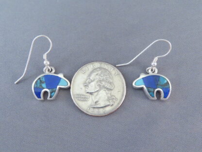 Turquoise & Lapis Inlay Earrings (Bears)