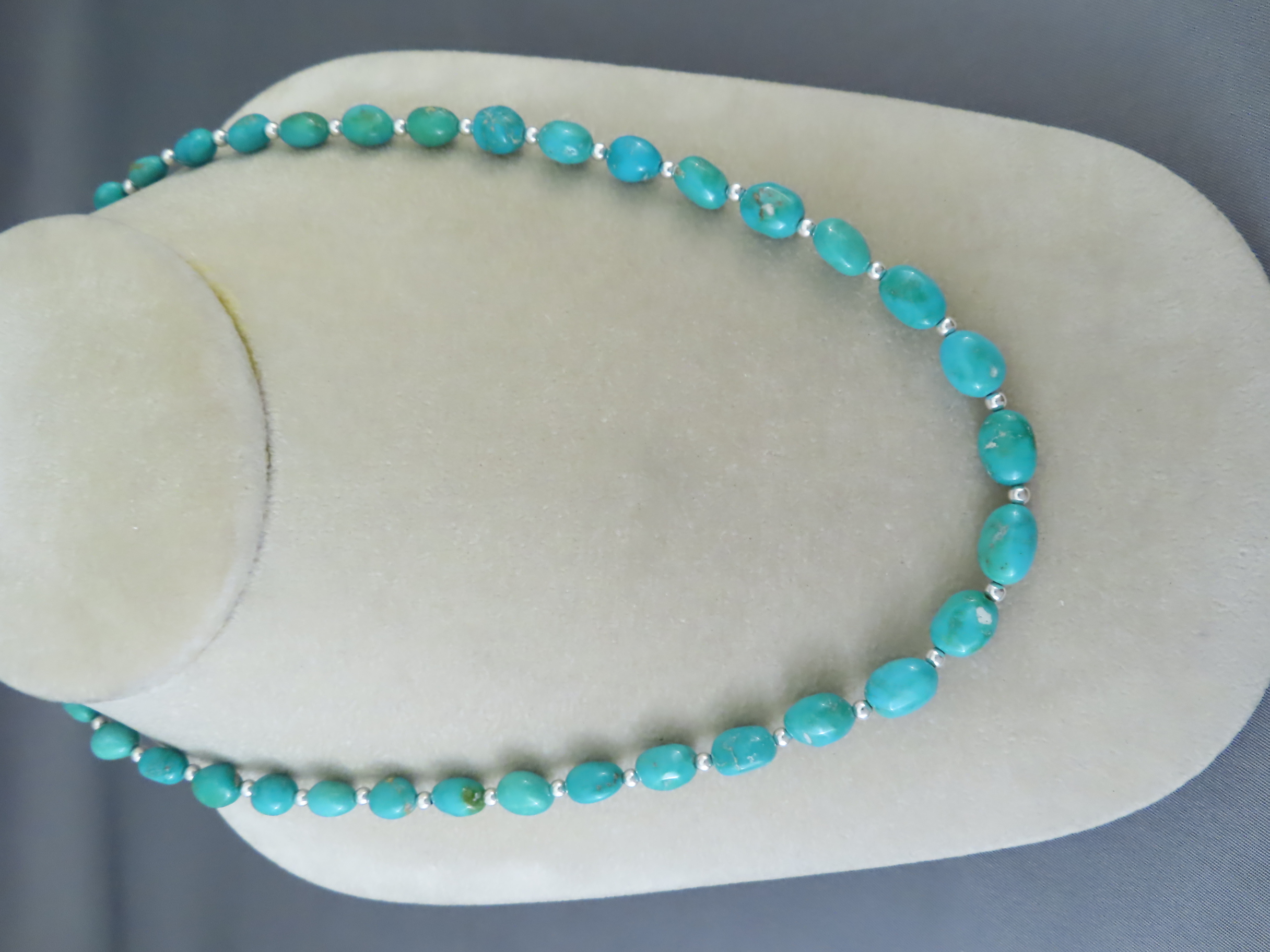 Turquoise Jewelry - Blue-Green Sonoran Turquoise Necklace by Navajo Indian jeweler, Desiree Yellowhorse FOR SALE $665-