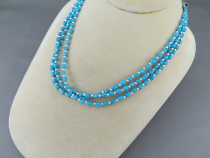 3-Strand Sleeping Beauty Turquoise Necklace by Desiree Yellowhorse