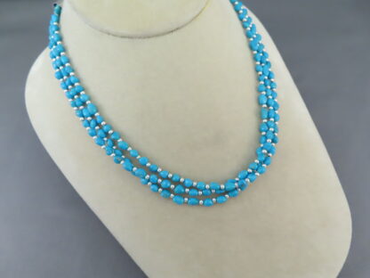 3-Strand Sleeping Beauty Turquoise Necklace by Desiree Yellowhorse