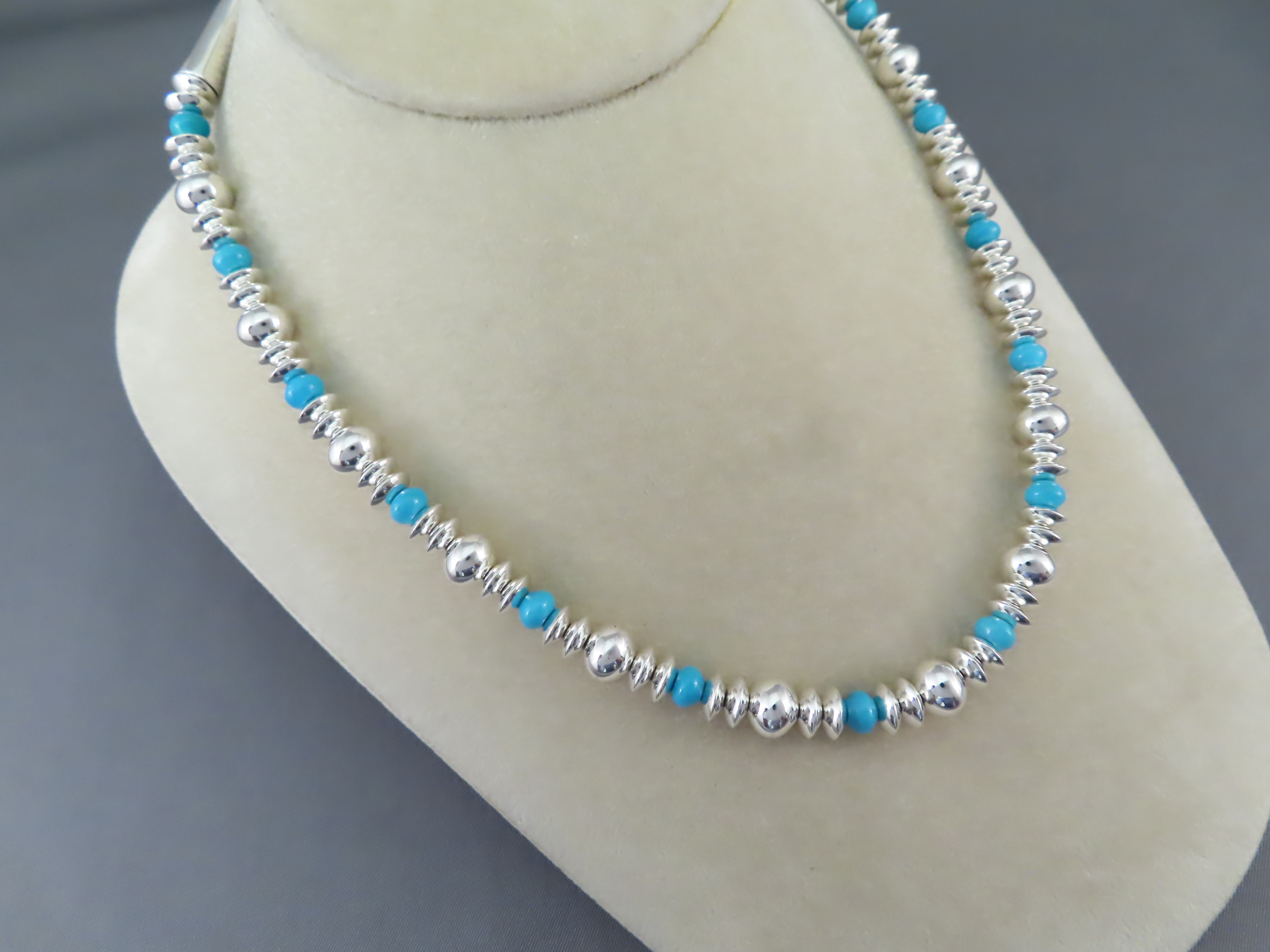 Artie Yellowhorse Silver & Sleeping Beauty Turquoise Necklace - Navajo