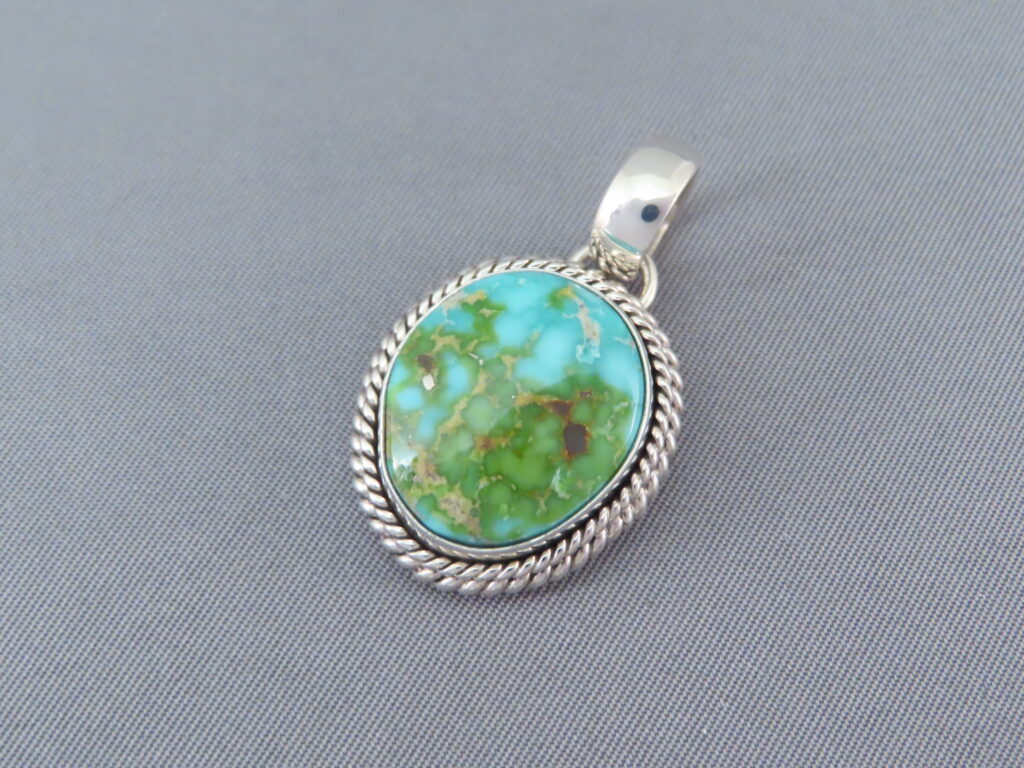 Small Artie Yellowhorse Turquoise Pendant - Turquoise Slider