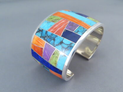 Inlaid Multi-Color Cuff Bracelet (Wide)