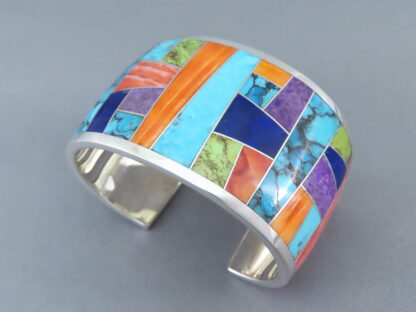 Inlaid Multi-Color Cuff Bracelet (Wide)