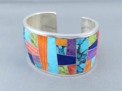 Inlaid Multi-Color Cuff Bracelet (Wide)