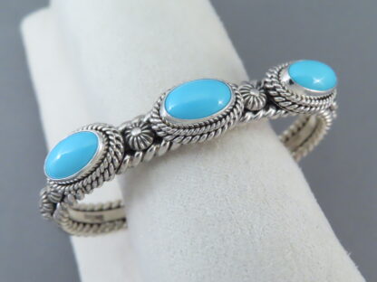 Artie Yellowhorse 3-Stone Sleeping Beauty Turquoise Bracelet