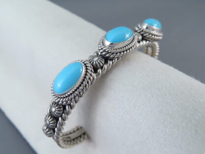 Artie Yellowhorse 3-Stone Sleeping Beauty Turquoise Bracelet