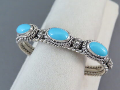 Artie Yellowhorse 3-Stone Sleeping Beauty Turquoise Bracelet