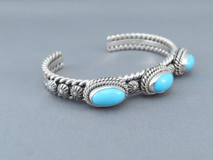 Artie Yellowhorse 3-Stone Sleeping Beauty Turquoise Bracelet