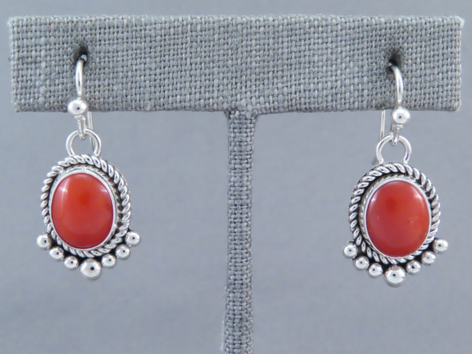 Coral Earrings by Artie Yellowhorse (Navajo) - Coral Earrings