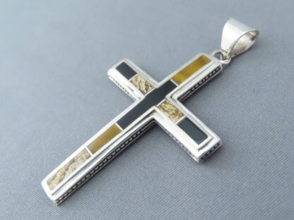 Multi-Stone Inlay Cross Pendant (Large)