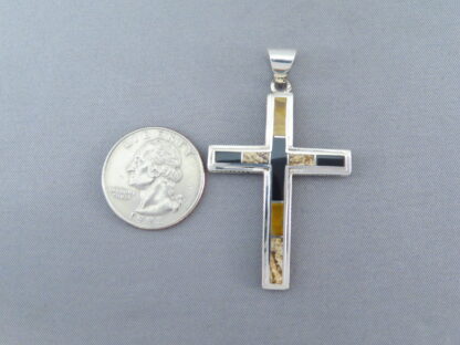 Multi-Stone Inlay Cross Pendant (Large)