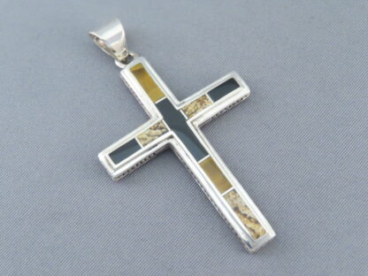 Multi-Stone Inlay Cross Pendant (Large)