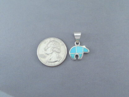 Turquoise Inlay Bear Pendant (small)