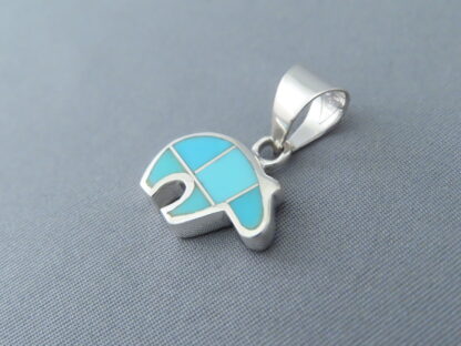 Turquoise Inlay Bear Pendant (small)